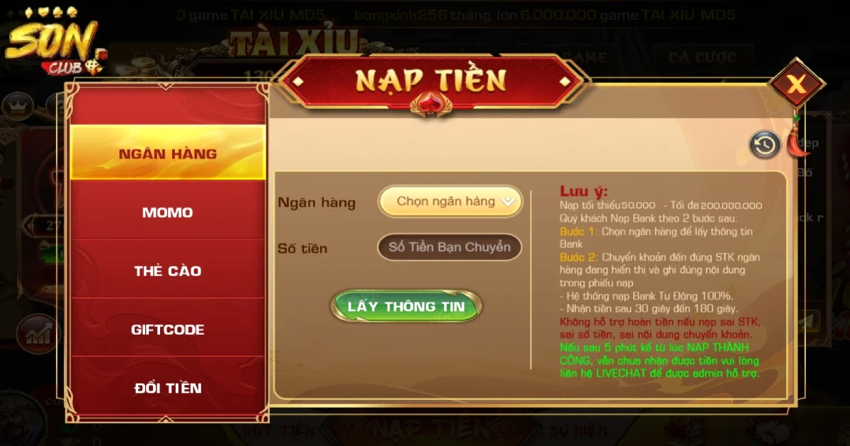 Các quy trình nạp tiền SONCLUB đúng cách và chính xác nhất 1 Điều kiện cần thiết khi nạp tiền SONCLUB